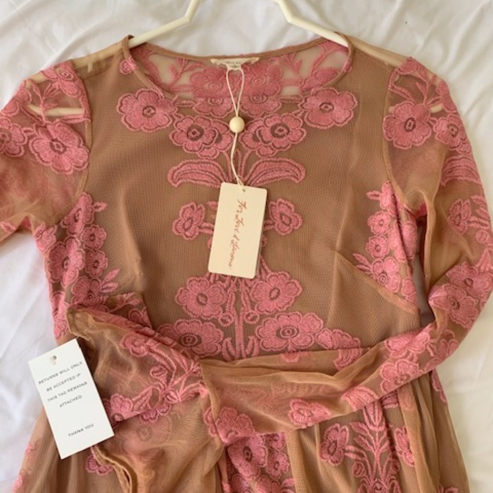 For Love and Lemons Pink Lace Mini Dress